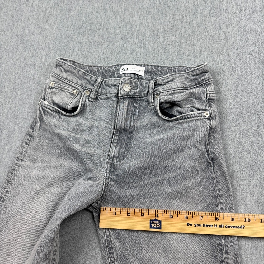 Zara Jeans Womens 4 Fit 26X32 Gray Washed Slim Straight Denim Casual‎ Mid Rise - Picture 7 of 12